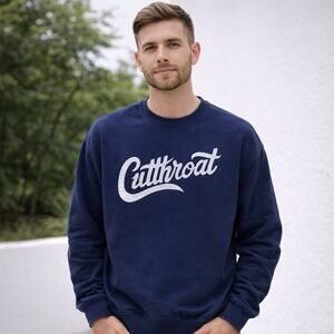 Cutthroat Navy Blue Crewneck Sweatshirt Mens Size Large Graphic Logo Pullover